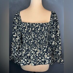Lucy Paris Black and Cream Floral Top